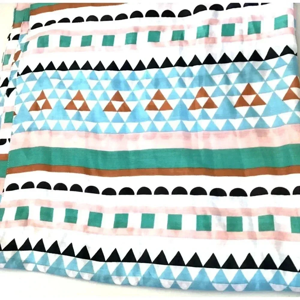 Large Western Scarf Aztec Geometric Printed Village Rectangle Pastels Dupatta